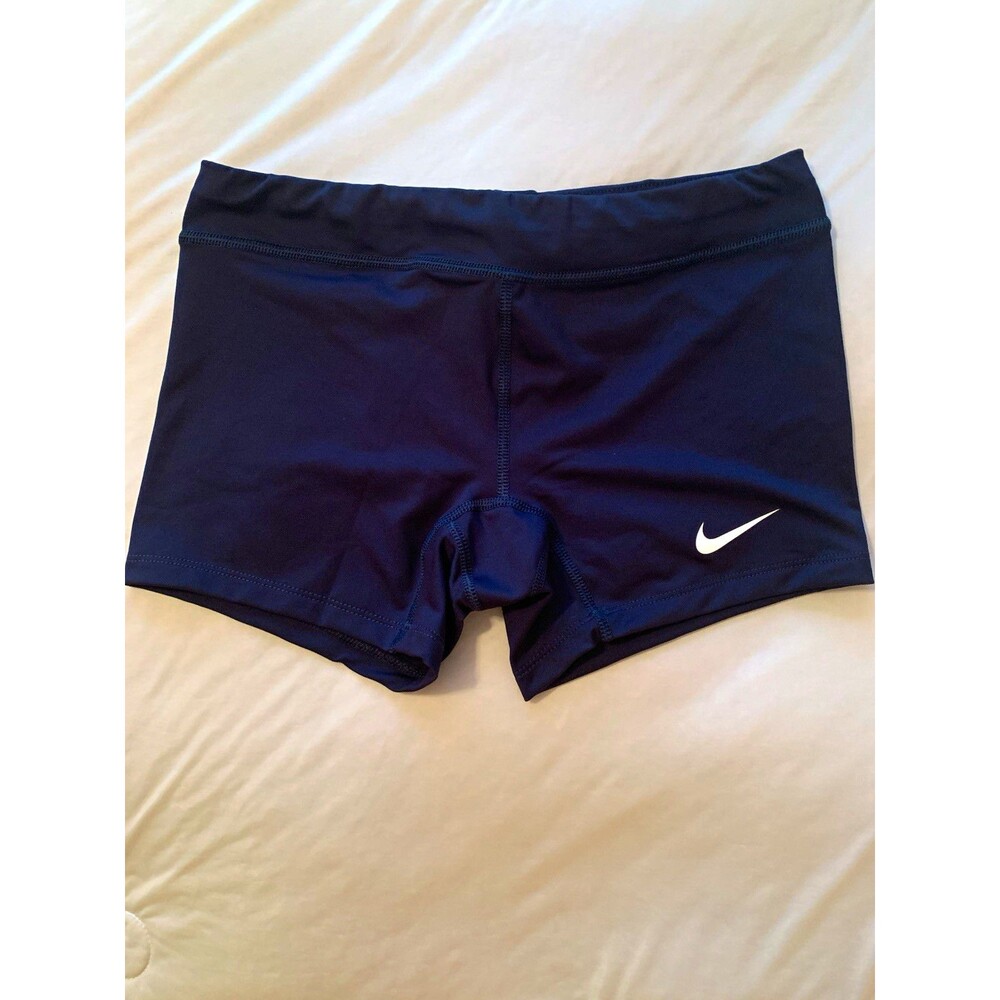 Nike Dri-FIT Women’s Navy Compression Shorts Gym Training Stretch Solid Size M